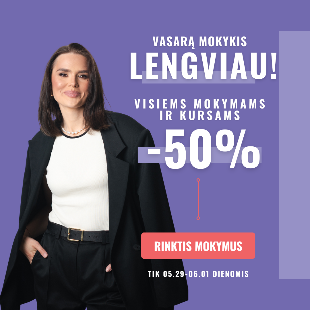 VISIEMS MOKYMAMS IR KURSAMS -50%